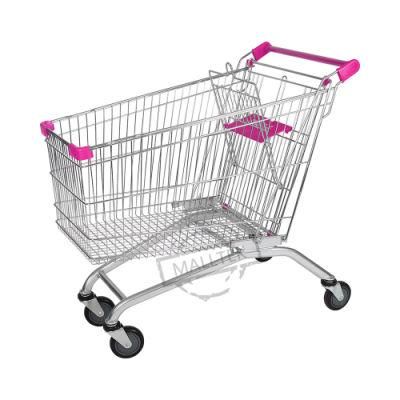High Quality Supermarket Metal Four Wheels Shopping Cart