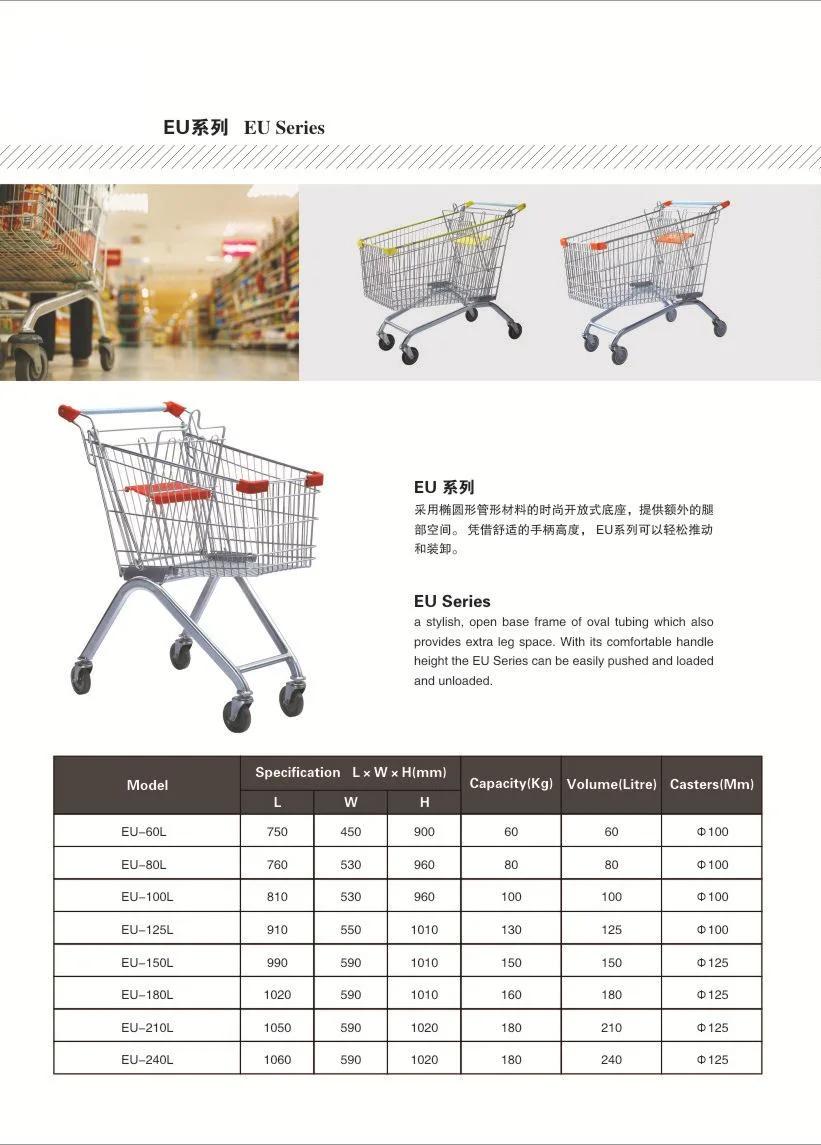 European Style Zinc Galvanized Shopping Trolley with Baby Seat