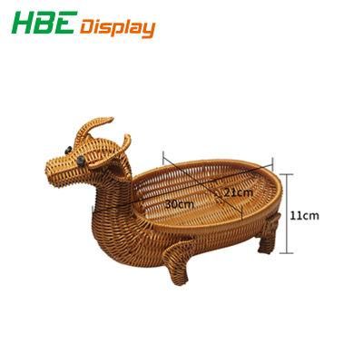 Bulk Food Display Pig Squirrel Shape Wicker Basket for Supermarket
