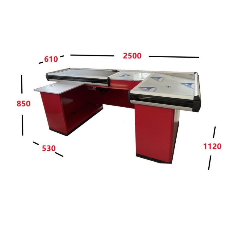 Shop Checkout Desk Stainless Steel Checkout Counter with Conveyor Belt