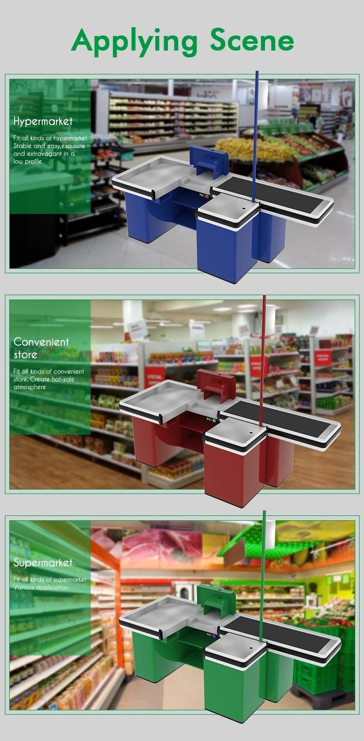 Supermarket Design Cashier Table with Conveyor Belt