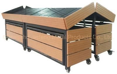 Supermarket &amp; Store Fixture Metal Wooden Fruit and Vegetable Stand Rack