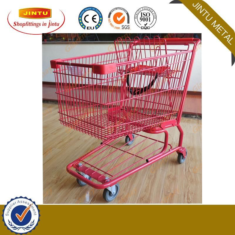 Plastic Supermarket Shopping Trolley Comfortable Baby Seat with Safety Belt