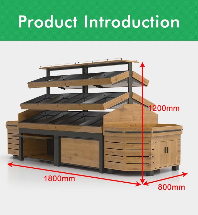 Hot Sell Steel Wood Vegetable and Fruit Rack for Display