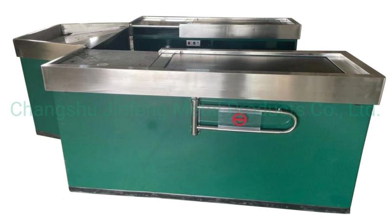 Supermarket Metal Cashier Desk with Conveyor Belt