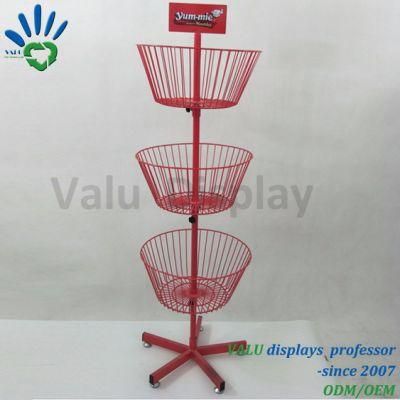 3 Tier Metal Spinner Display Rack with Spinning Baskets