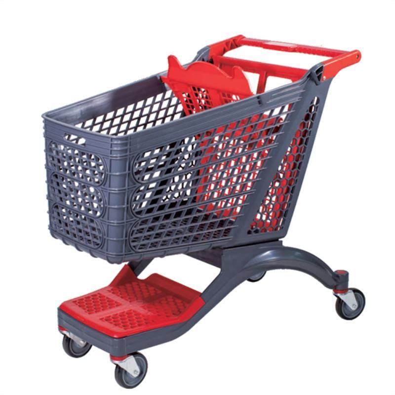 New Design Pure Plastic Hand Push Shopping Trolley for Supermarket Shop