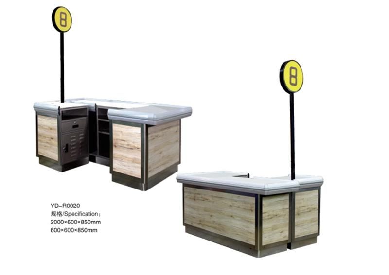 Supermarket Stainless Steel Retail Design Checkout Cashier Cash Counter