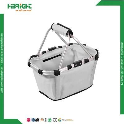 Fabric Handle Folding Shopping Baskets for Picnic