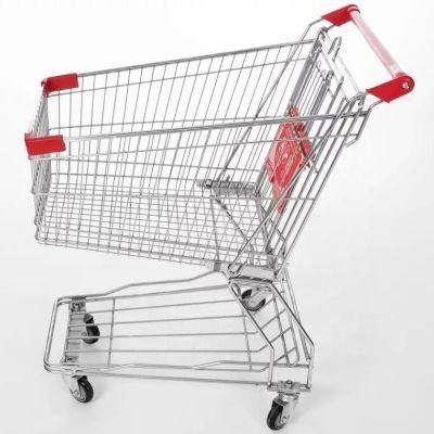 Supermarket Metal Shopping Trolley Store Shopping Cart with Four Wheels