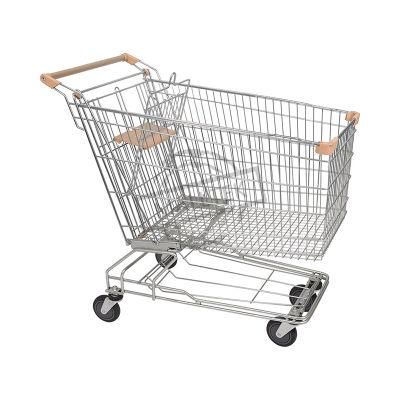 Best Price Asian 125L Supermarket Metal Wire Trolley with Child Seats