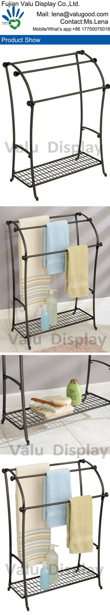 High Quality Metal Cross Style Floor Stand Towel Shelving Bathroom Display Rack