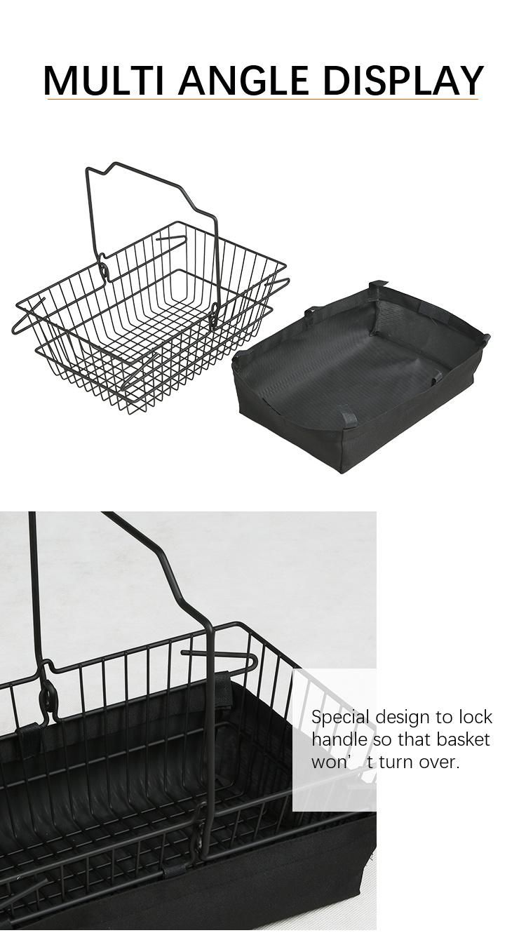 Supermarket Wire Metal Shopping Basket with Bag