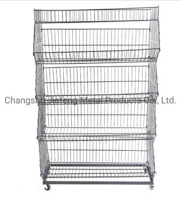 Retail Store Metal Wire Stacking Basket with Dividers for Promotion