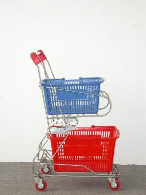 Multicolor Supermarket Shopping Cart with Two Baskets