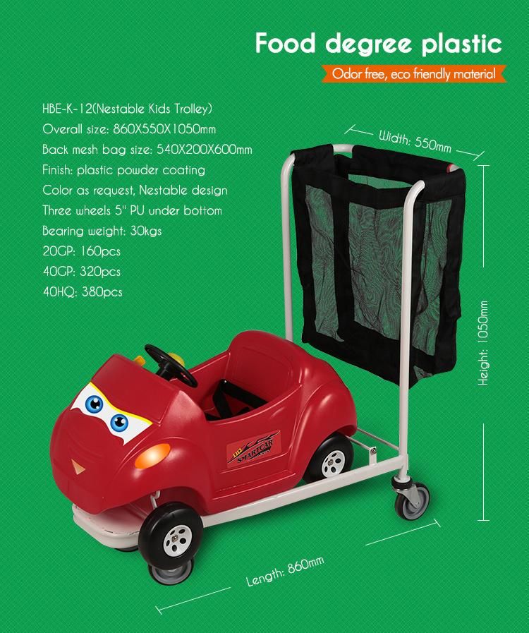Folded Wheeled Plastic Kiddie Cart with Safety Belt