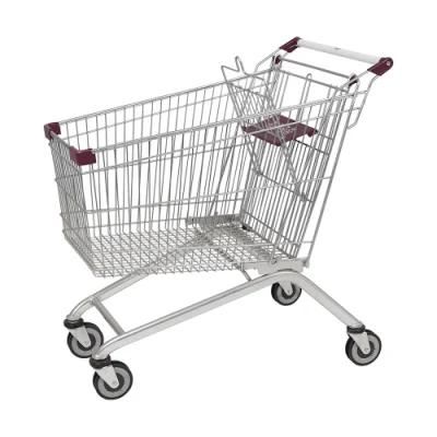 Wholesale European Metal Supermarket Store Push Cart with Customized