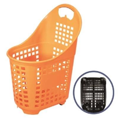 Large-Capacity Plastic Four-Wheeled Shopping Trolley Basket Wholesale