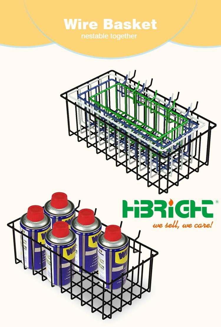 Metal Wire Hanging Pegboard Storage Basket for Slatwall Gridwall