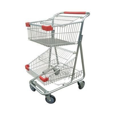 Supermarket Chain Convenience Store Double Deck Shopping Trolley Cart