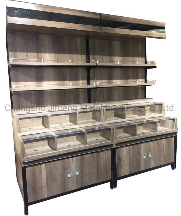 Supermarket Wooden Shelves Wooden Retail Store Display Shelving System