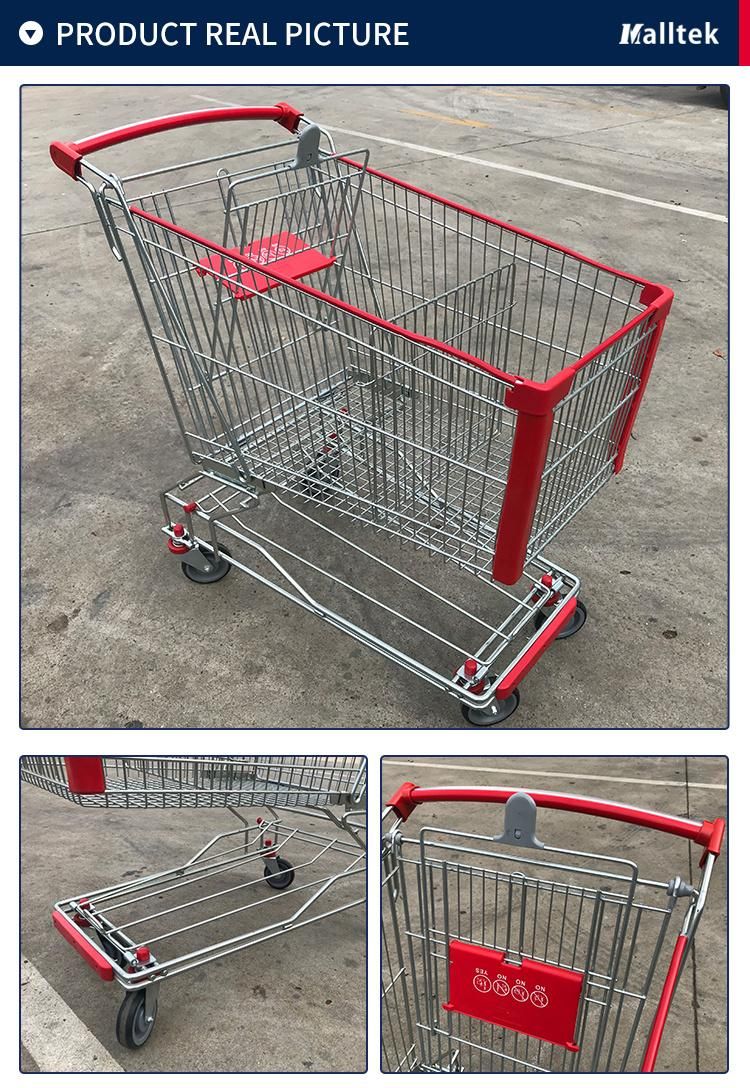 New Designed Store 125L Metal Grocery Cart with 5inch Wheels