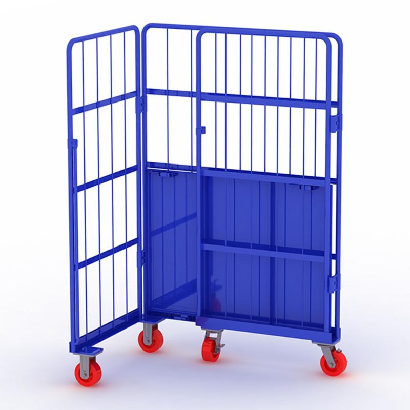 Cheap Price Steel Trolley Supermarket Shopping Carts Folding Roll Container