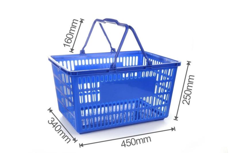 Hotter Shopping Double Handles Large Flat Portable Plastic Rolling Basket