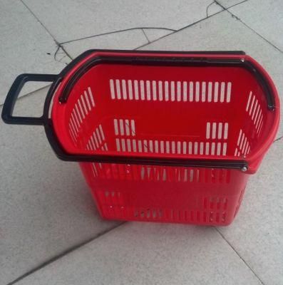 Good Sale Four Wheels Plastic Basket for Supermarket