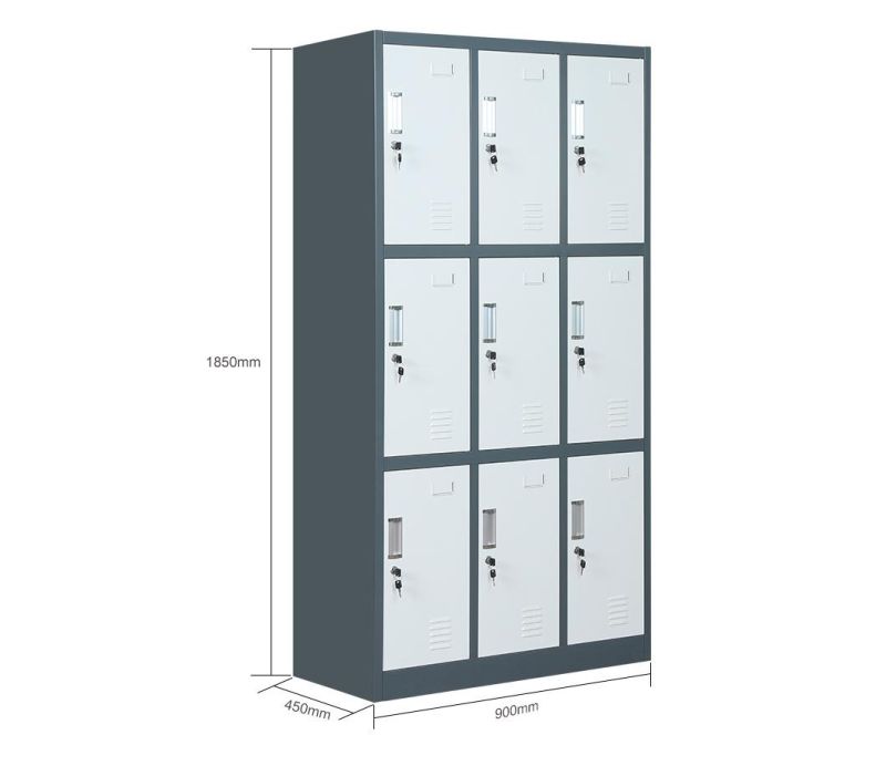 Knock Down 9 Door Metal Storage Cabinets School Locker