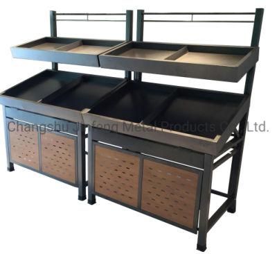 Customized Supermarket Equipment Three Layers Display Stand Metal Shelf for Fruit and Vegetable