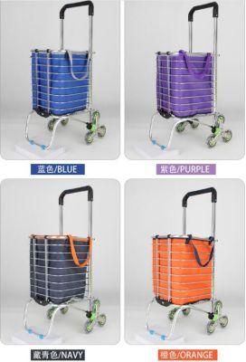 China Wholesale Aluminum Alloy Foldable Shopping Vegetable Cart with Multi Colors Bags