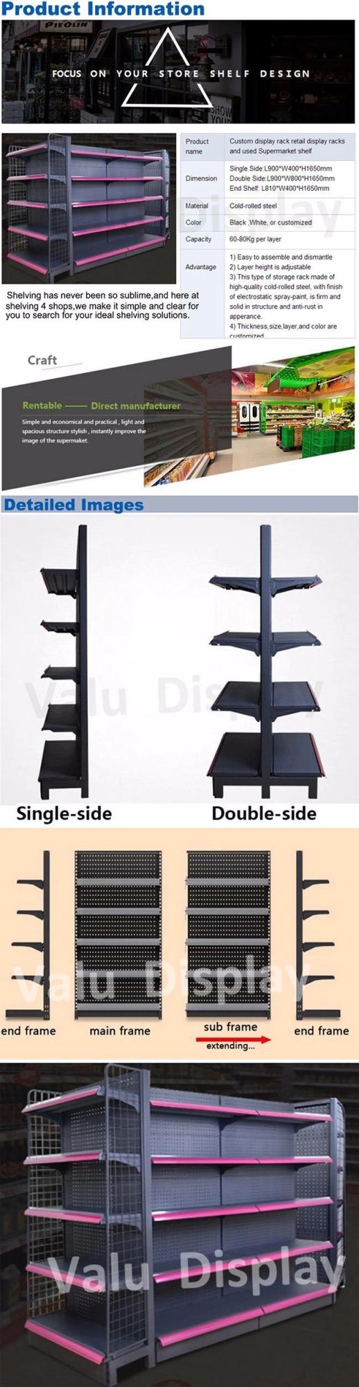 Double Sided Metal Shelf for Supermarket