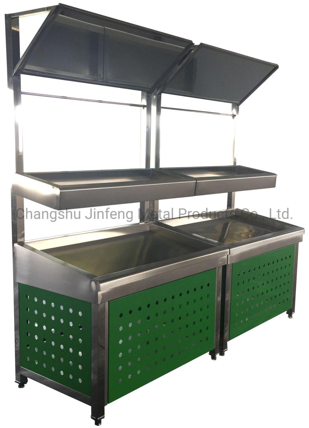 Customized Supermarket Double Layers Display Stand Shelf for Fruit and Vegetable