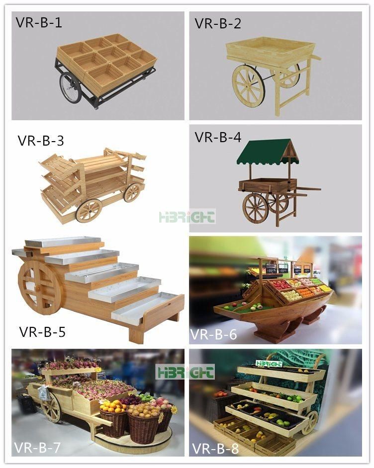 Supermarket Wooden Fruit and Vegetable Display Rack