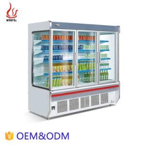 Wiberda Frozen Food Adjustable Shelf 4 Multi Deck Display Chiller Open Supermarket Freezer