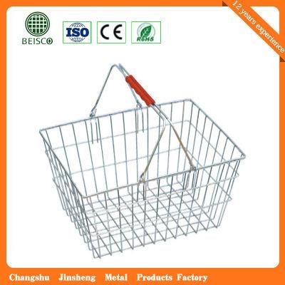 Double Handle Wire Supermarket Shopping Basket (JS-SBN09)