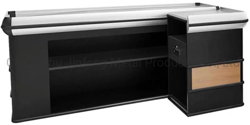 Supermarket Design Cash Register Table/Retail Metal and Wodden Checkout Counter/Money Counter