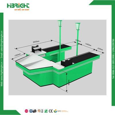 Grocery Store Double-Side Metal Supermarket Cashier Checkout Counters