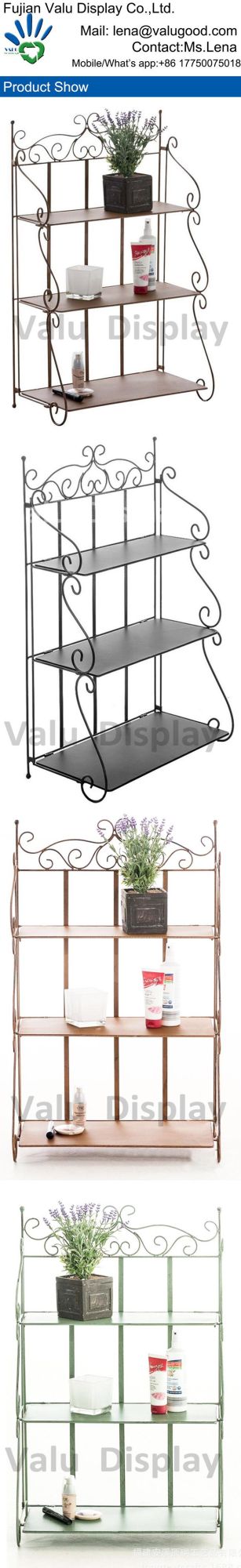 Reusable Newest 4-Tiers White Classical Metal Garden Stacking Racks & Shelves