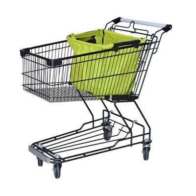 Supermarket Cart with Powder Coating, 180L Metal Grocery Shopping Cart