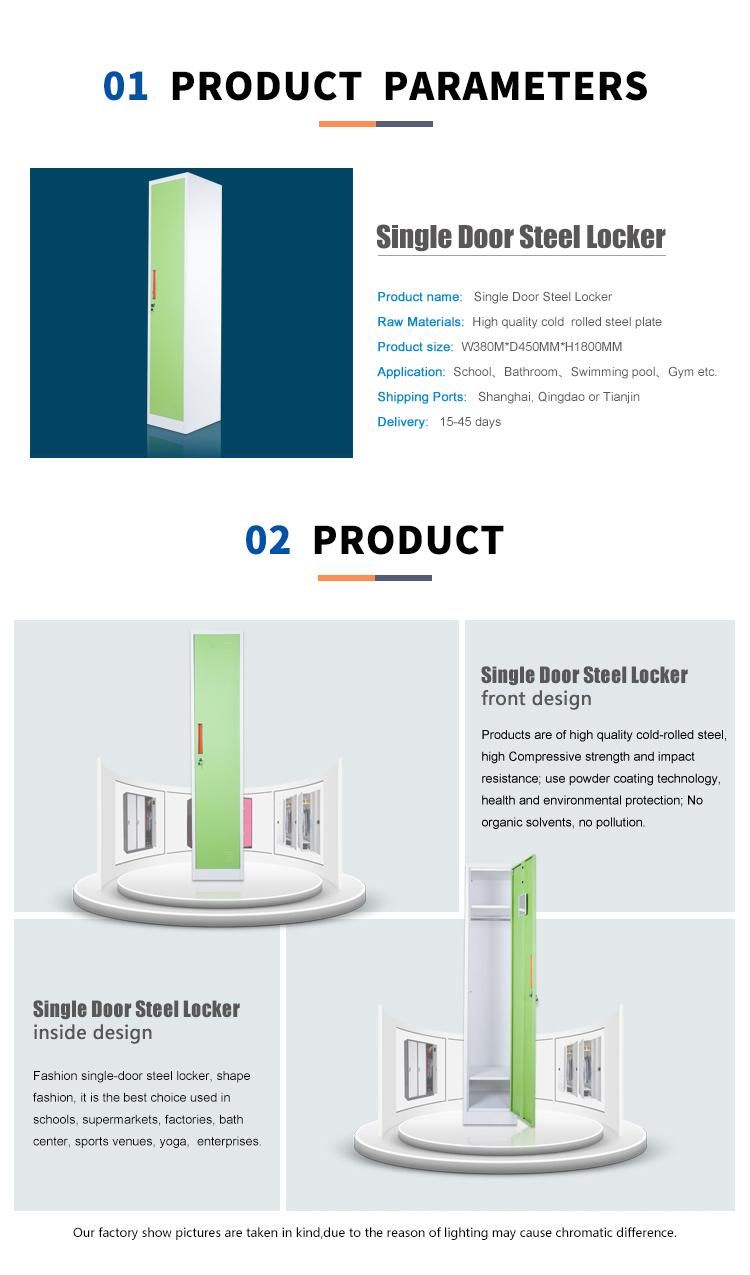 Single Doors Metal Locker Students School Locker Gym Storage Metal Locker