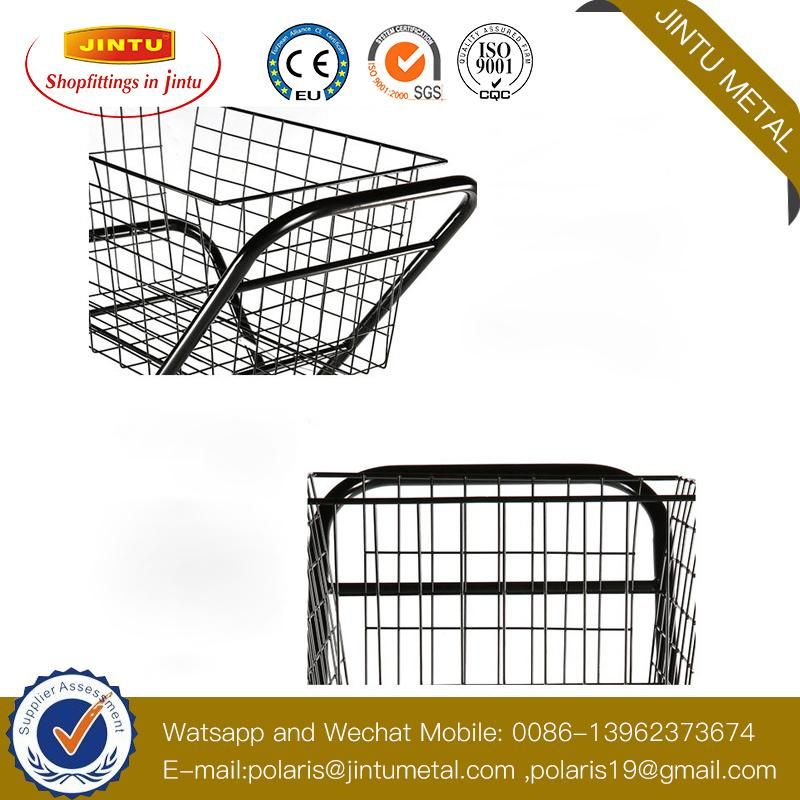 Heavy Dury Folding Tennis Ball Storage Trolley Cart with Two Baskets