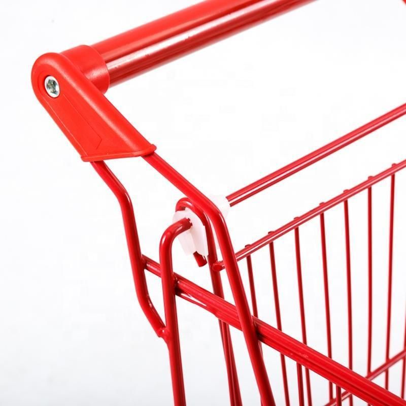 Supermarket Rolling Shopping Metal Basket Wheels Trolley