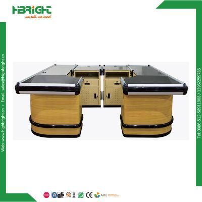 Grocery Double Sided Automatic Cash Desk Conveyor Belt Checkout Counter