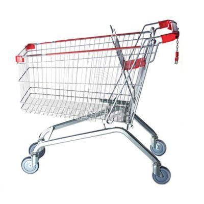 60-240L Supermarket Metal European Shopping Trolley with PU Wheels
