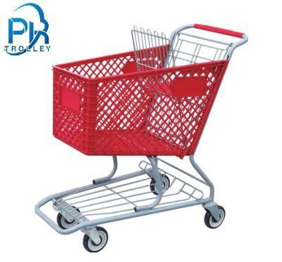 China-Made Grocery Store Shopping Cart with Plastic Basket