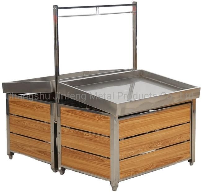 Supermarket Display Shelve Wooden and Metal Display Rack for Fruit and Vegetable