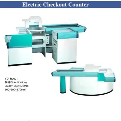 Supermarket Checkout Cash Counter Table Design with Conveyor Belt