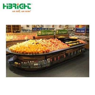 Wooden Powder Coated Supermarket Vegetable Display Rack